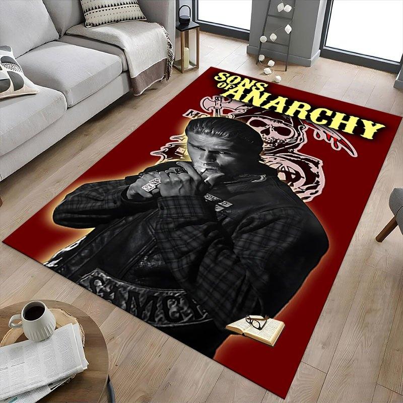 1pc Sons of Anarchy Themed Office Carpet Chair Mats - Durable Polyester Rug for Home Theater, Office, Dorm Room Decor - tA31