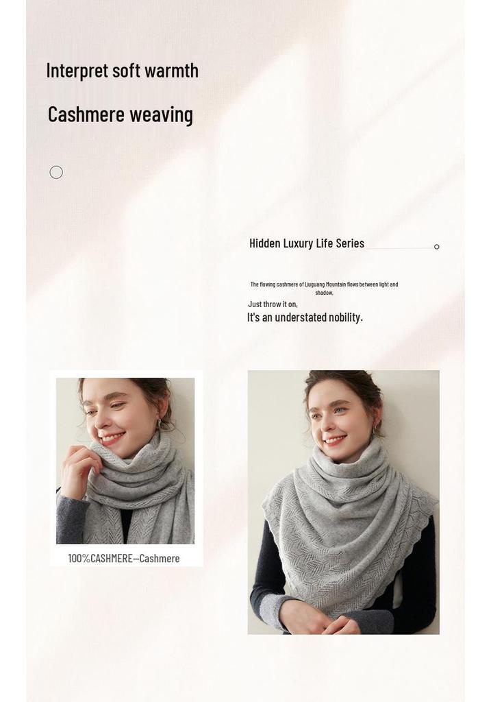 Women's 100% Pure Cashmere Hollow Knitted Scarf - Warm & Fashionable for Autumn/Winter