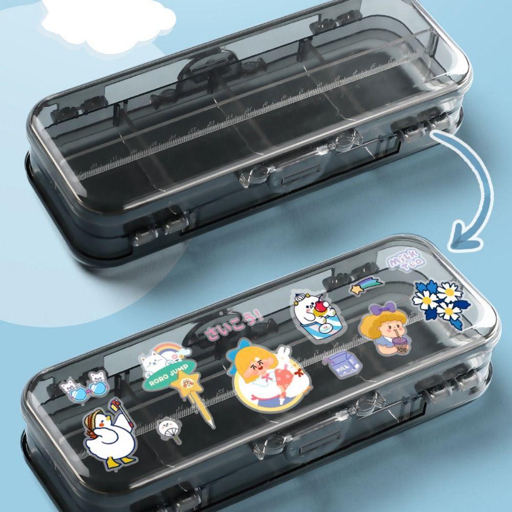 Aufbewahrungsbox für Schreibwaren mit großer Kapazität, platzsparende Skizzenstifttasche, transparentes Mäppchen, Schule