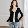 Srcr Women's V-Neck Slim Fit Thin Wool Knit Sweater