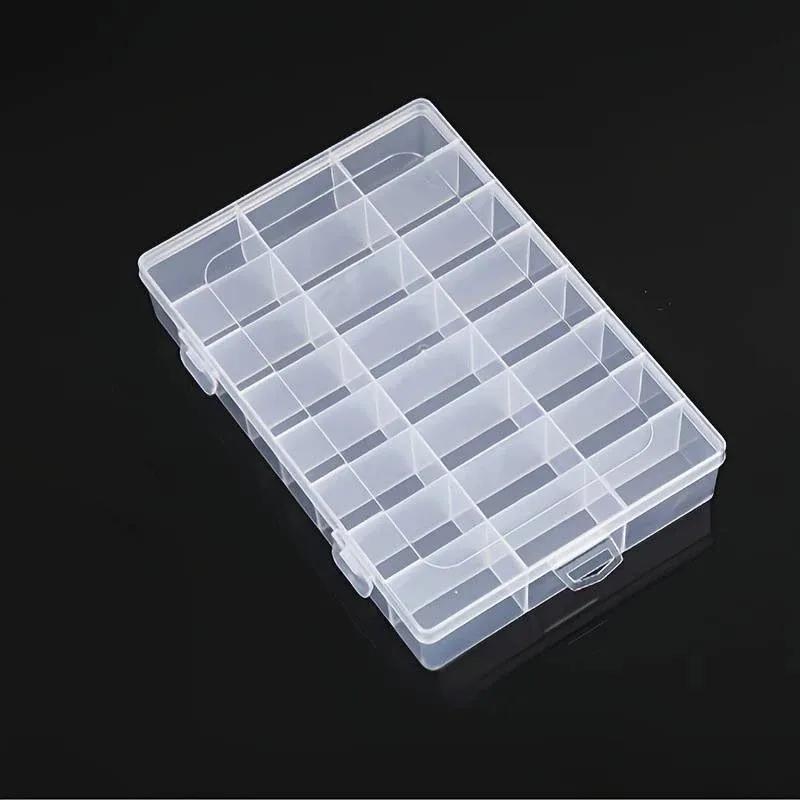 24-Compartment Transparent Storage Box for Buttons, Sewing Supplies, Jewelry Accessories Packaging and Storage