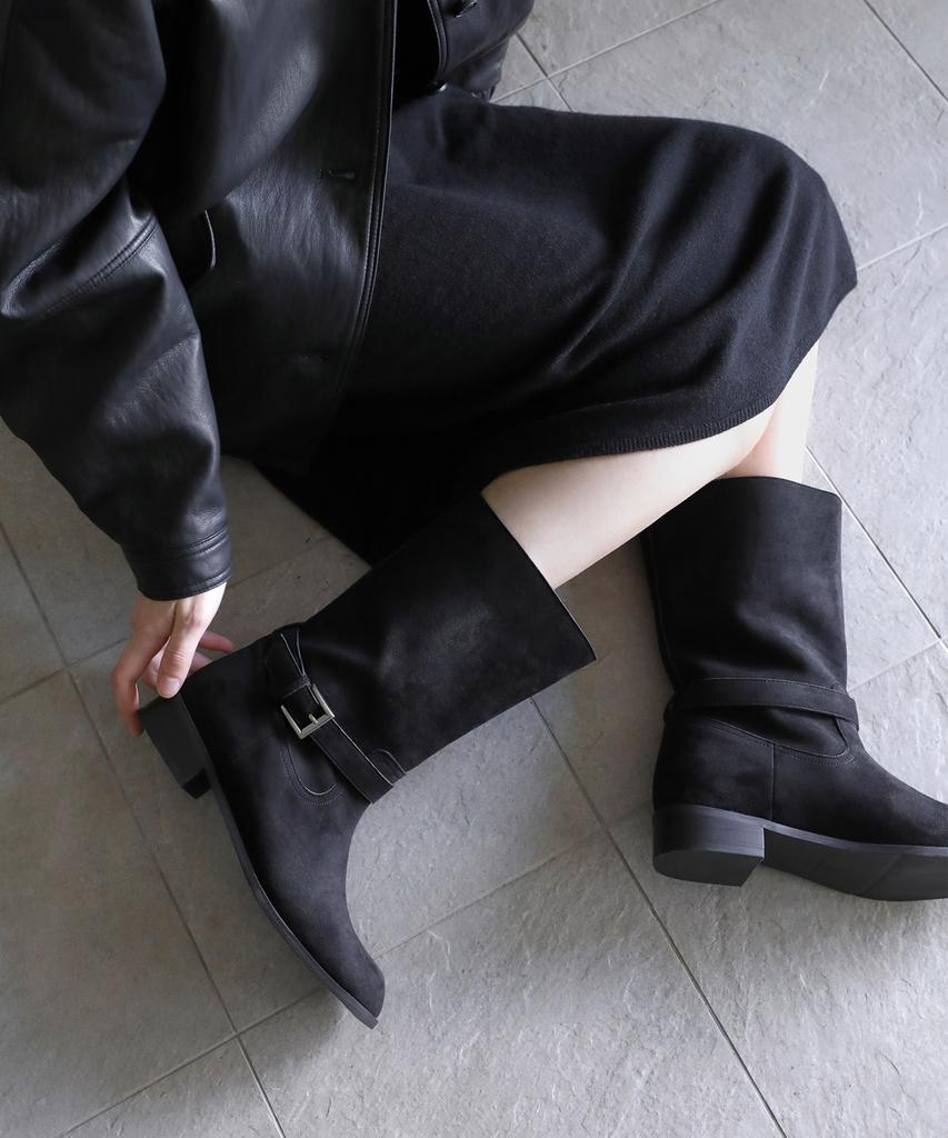 Sappun Trina Buckle Strap Mid-Calf Boots (3.5Cm)