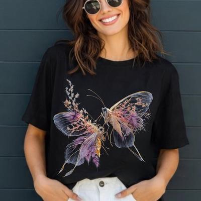 Botanical Butterfly Shirt, Soft Nature Inspired Graphic Tee