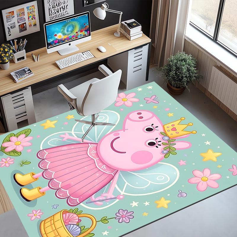 Peppa Pig Pattern Rug, Indoor/Outdoor Mat, for Picnic, Gameroom, Bedroom, Office, Living Room, Home Decor Carpet, Birthday Gift