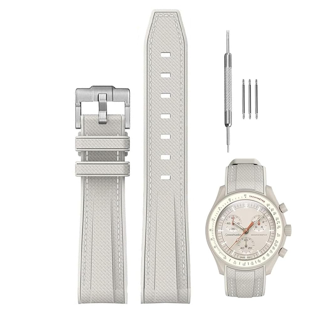 Sibehill 20mm Replacement Silicone Watch Band for Omega and X, Swatch, MoonSwatch, Speedmaster.