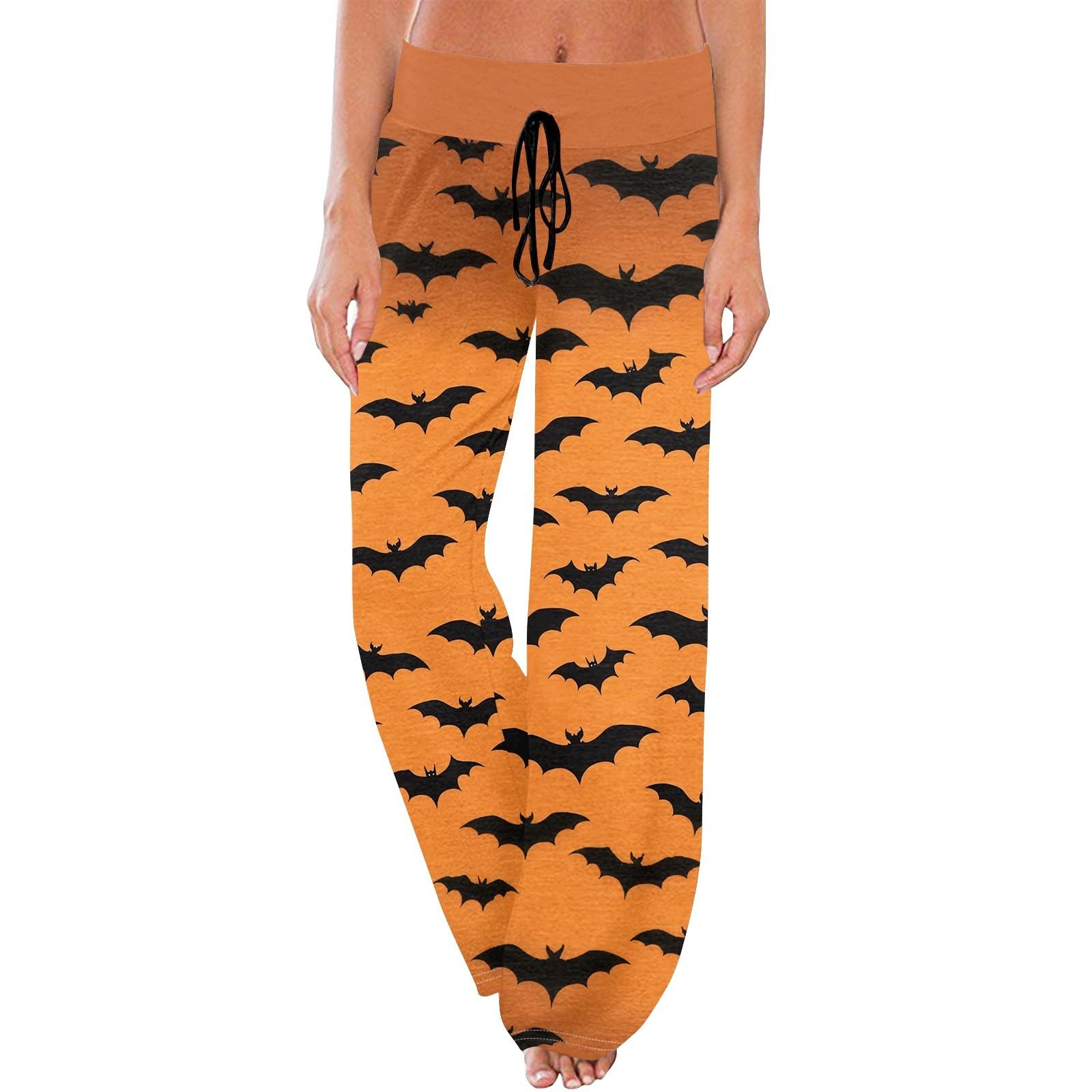 

Женские повседневные модные удобные пижамные брюки с принтом Хэллоуина, широкие брюки с завязками L