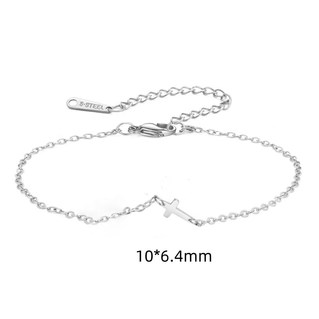 Kreuz Armband Zierliches Kreuz Armband Verstellbares Armband Seitliches Kreuz Armband Konfirmation Religiöser Schmuck Taufe Geschenk