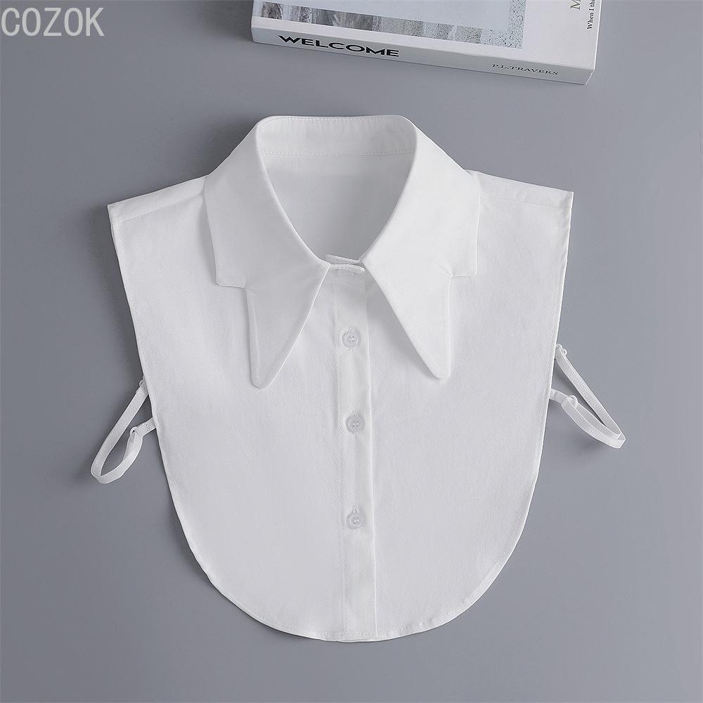 Women's Solid Colour Black White Vertical Small Flip Collar Versatile Shirt Jumper Jumper Fashion Lace False Collar Four Seasons