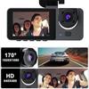 DVR para automóvil HD 1080P con 3 lentes para tablero de instrumentos, cámara de tres vías, grabadora de video, videocámara para tablero de instrumentos, pantalla IPS de 2.0 pulgadas y cámara trasera