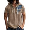 Men'S Casual Short Sleeved Hooded Top Buttoned Open Neck T-Shirt