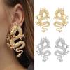 Vintage Style Dragon Earrings Unique Design High-grade Metal Animal Shaped Ear Studs Punk Chinese Zodiac Earrings Friends Gift