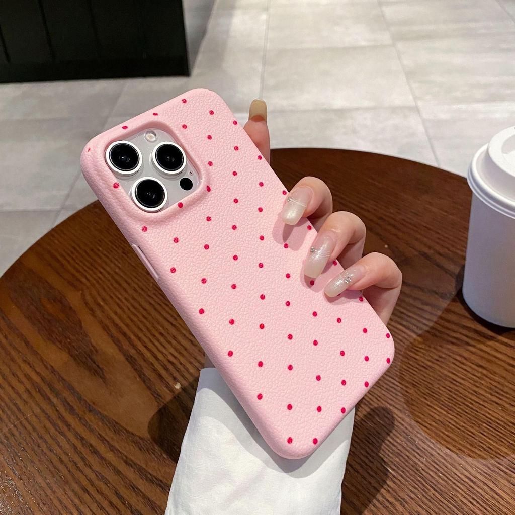 Ins Korean Dopamine Polka Dot for Apple 17Promax Leather Pattern Mobile Phone Case IP16 Niche 15/14 Women 13
