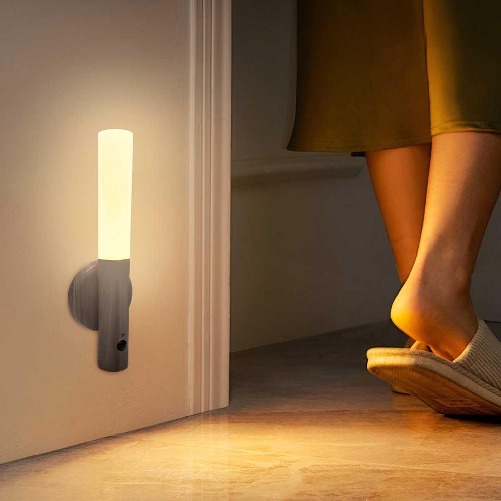 Imitation Wood Art Light Human Body Induction Small LED Night Light USB Charging Hallway Induction Light Closet Induction
