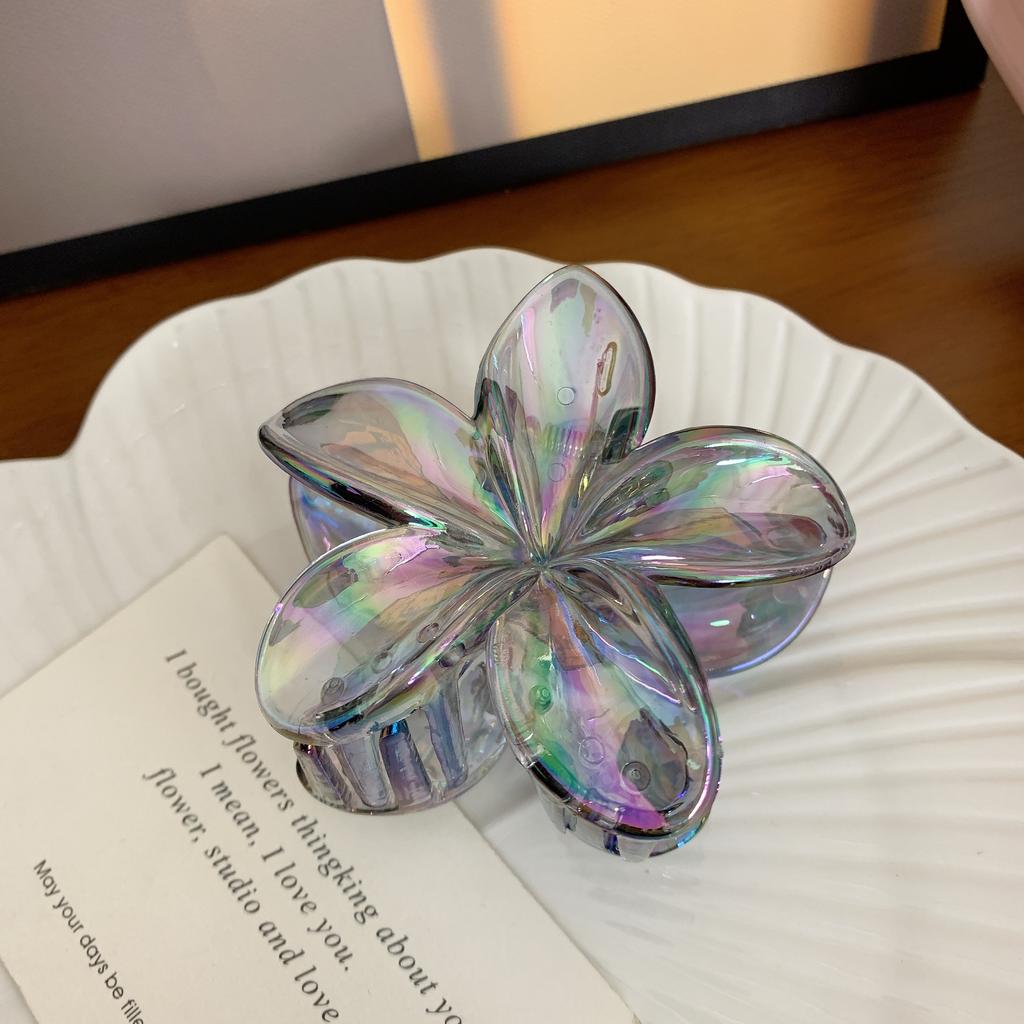 Gradient Frangipani Hair Clips Transparent Color Plumeria Disk Hair Shark Clip Ins Style Sweet Hair Clip Flower Hair Clip