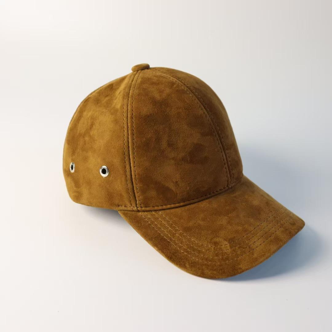 Cashmere leather baseball cap autumn and