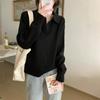 Loose Polo Neck Knitted Sweater Women's Spring Relaxation Versatile Top Age-reducing Inner Bottoming Shirt