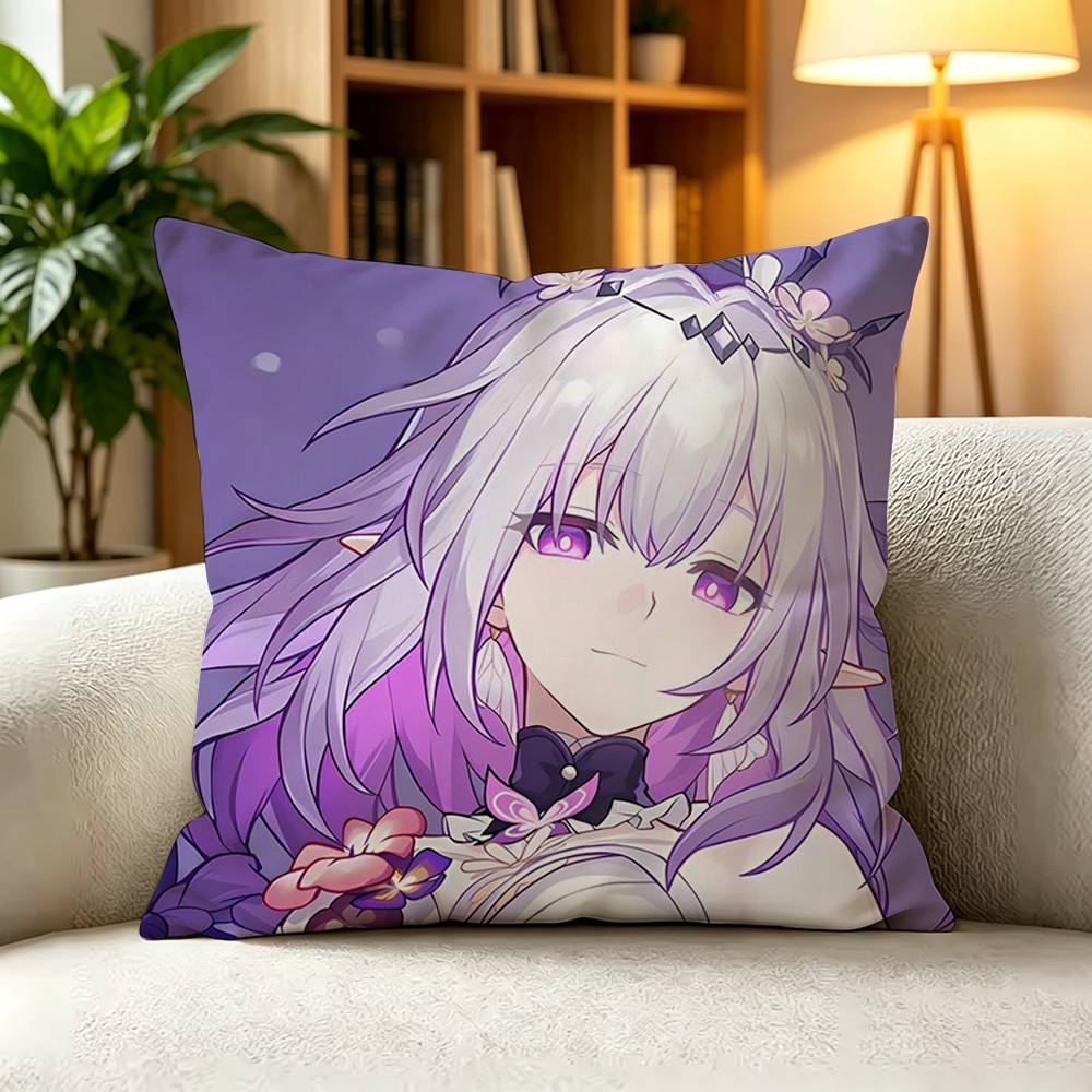 AAnime Game Honkai Star Rail Castorice  Square DoubleSided Printed Pillow Case Bedroom Bedside Pillow Sofa Cushion Cover
