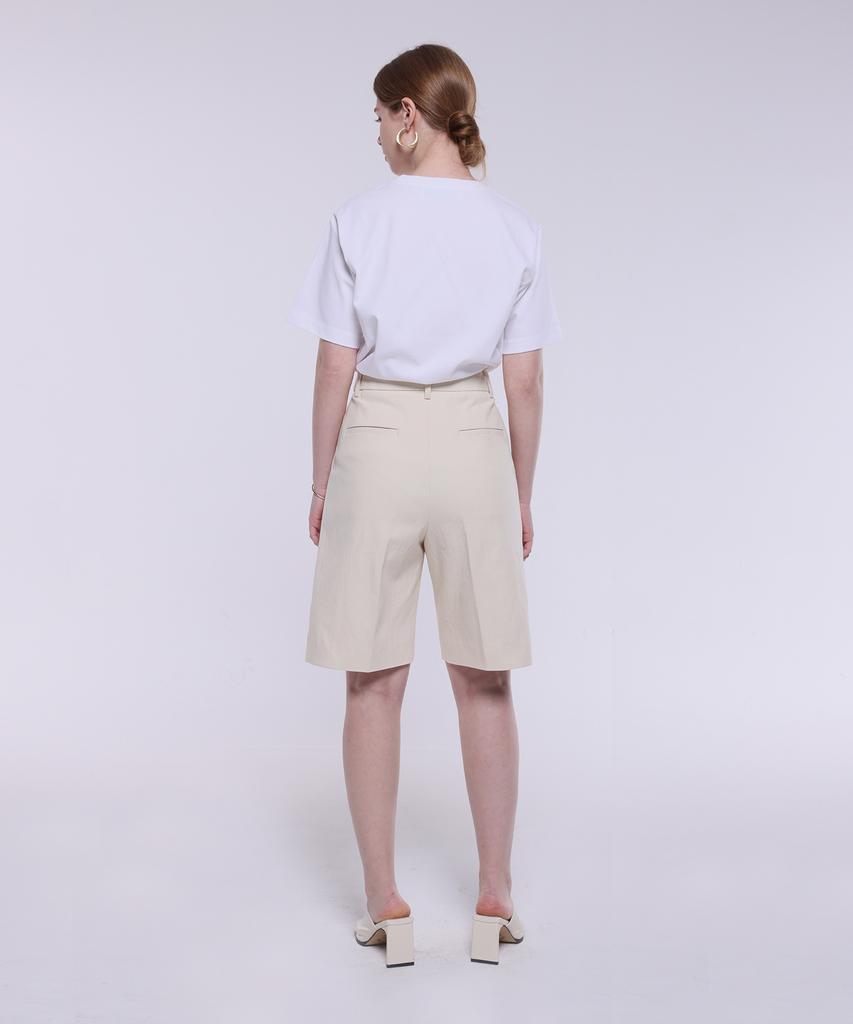 Kankeu Hidden Band Cotton Bermuda Shorts - Cream