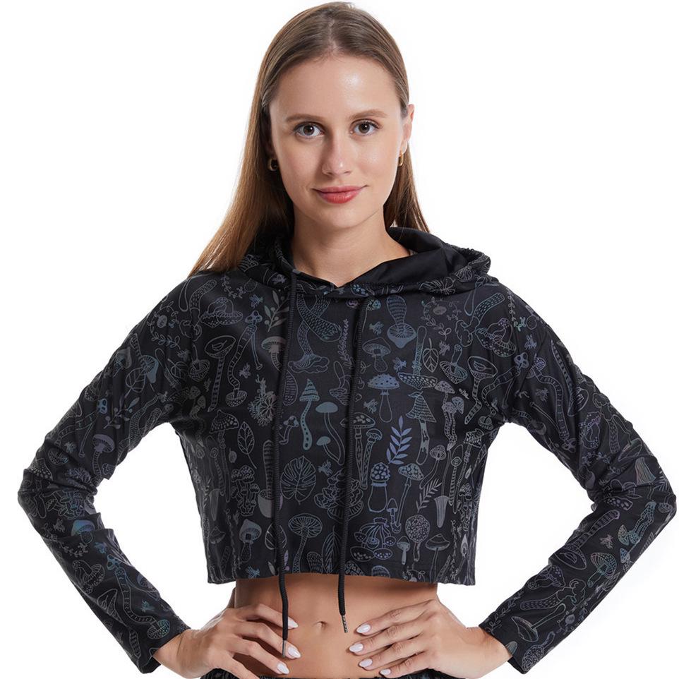 Women's Reflective Mushroom Print Hoodie - Trendy Colorful Pullover Top