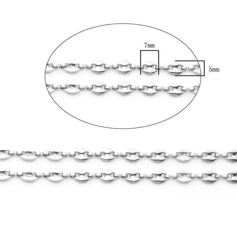 1Meters Stainless Steel Chain Pig Nose Chains Coffee Bean Chains For Jewelry Making DIY Bracelet Necklace Chain Supplies