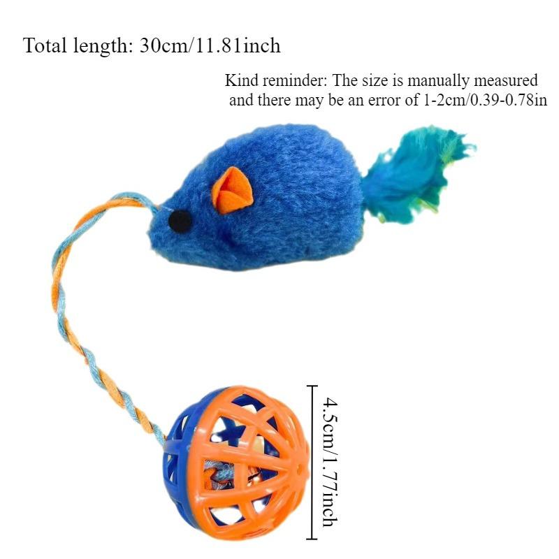 1pc Cat Toys, Plush Mouse Toy Balls, Plastic Bells, Squeaky Toys, Cat Supplies, Pet Interactive Toys