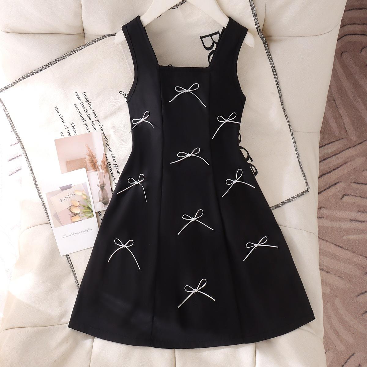 

Girls Fashionable Black Dress for Children. Summer Children s Simple Princess-style Dress 4y