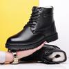 Leather Martin Boots Men's Winter Warm Men's Outdoor High-top Leather Boots Men's Tooling Short Boots Dad Shoes Cotton Boots