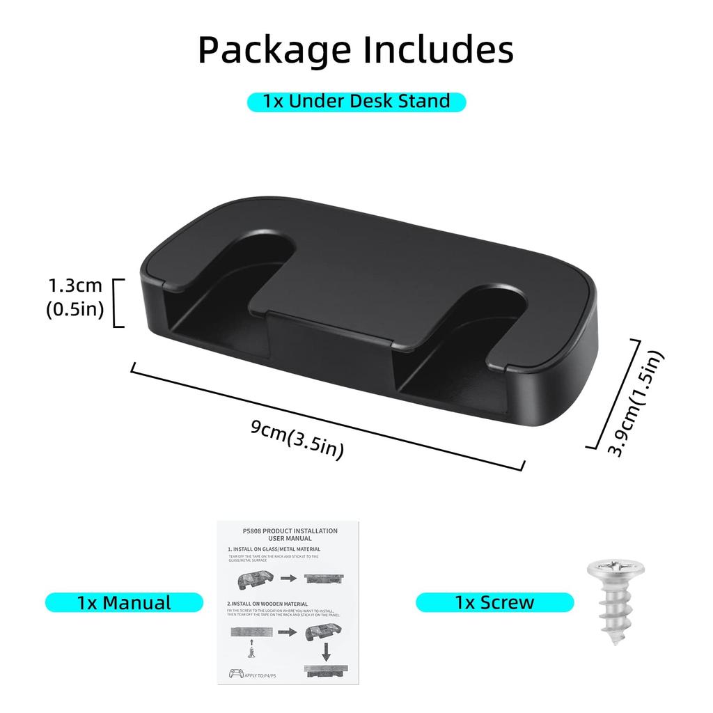 Mcbazel Controller Storage Stand for Tabletop Storage PS5 Controller Table Stand Tape Controller Storage Black PS5/PS4 Controllers, Mount, Under-Desk