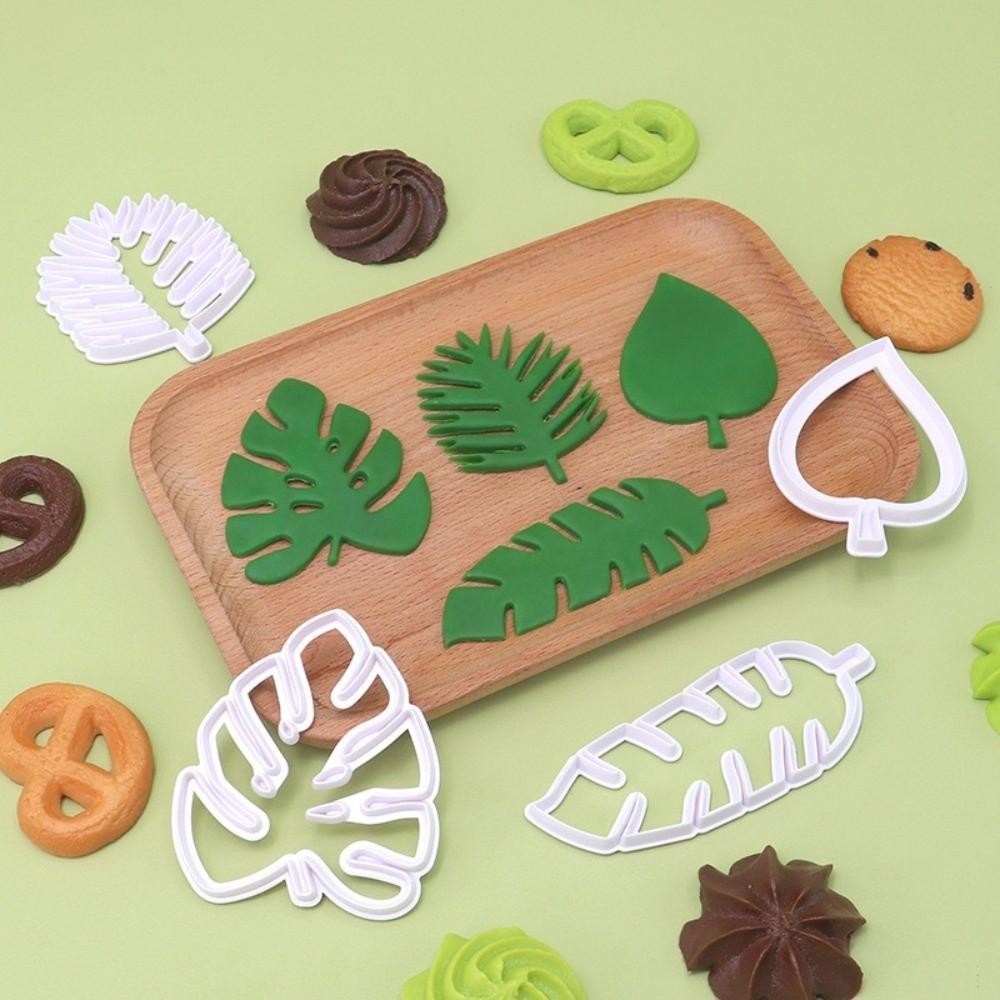 4PCS Non-Stick Cookie Cutters Leaf Cutting Mold Compact Fondant Cutters Cake Decorating