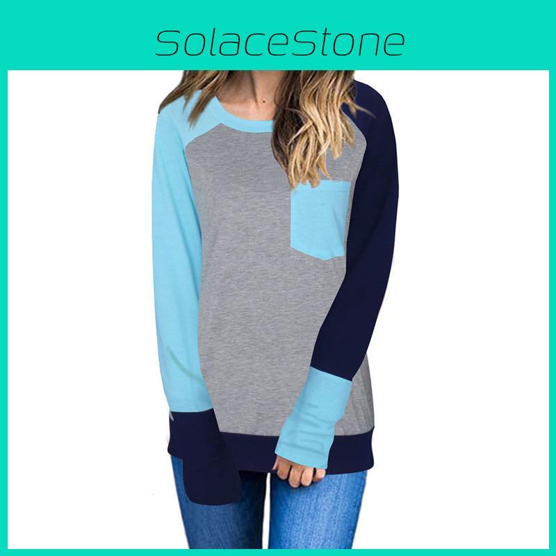 Elegant Autumn Womens Tshirt Featuring Round Neck And Colorful Long Sleeves