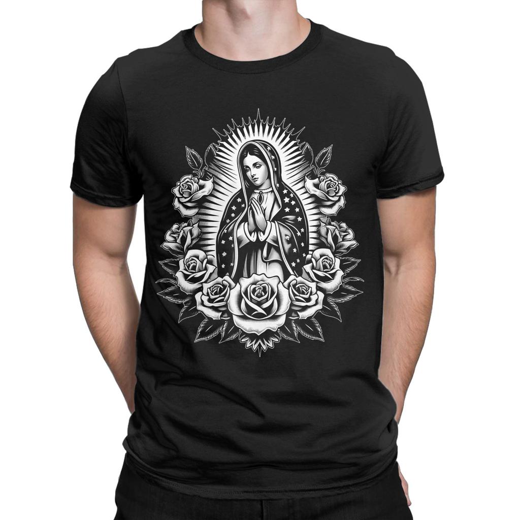 Funny Cosas Mexicanas Apparel Co Virgen de Guadalupe Virgin Mary TShirts for Men O Neck Pure Cotton T Shirt Short Sleeve Tees