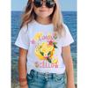 European Sizes Girls' Summer Fashion Short Sleeve T-Shirt | LIMON CELLO Surrounded by Floral Elements, Casual Crew Neck Knit Top
