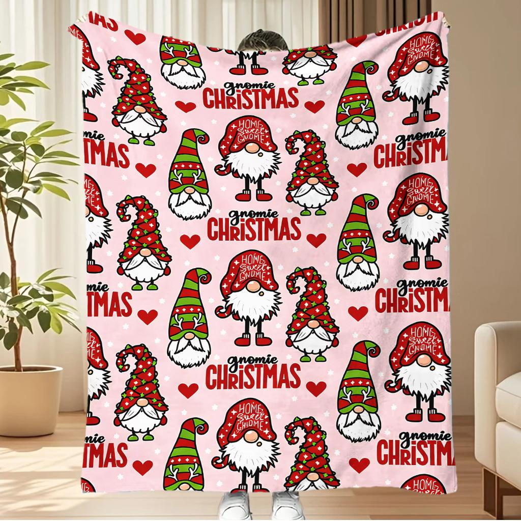 Merry Christmas Blanket Christmas Tree Gingerbread Man Red Flannel Blanket for New Year Christmas Gift for Family Nana Mon Dad