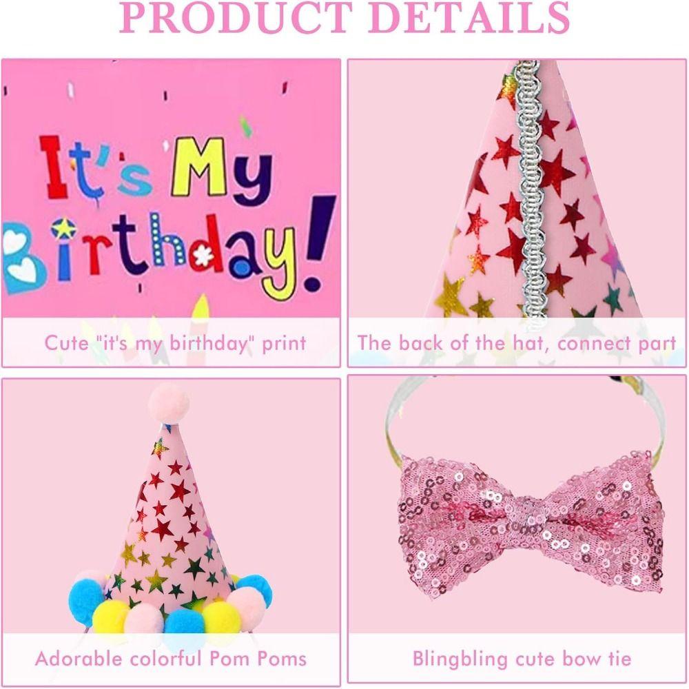 Cartoon Dog Birthday Bib and Party Hat Decorative Pet Birthday Decorations Set  Pet Accessories