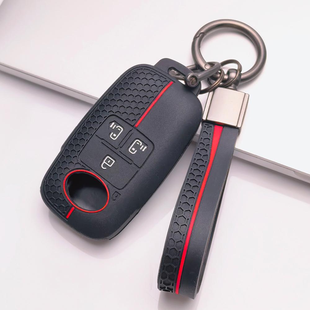 Key Cover for Toyota Raize Tanto Rex Ativa Daihatsu Rocky Tanto Subaru Rex with Keychain Honeycomb Texture Racing Stripe Remote Key Case Protector