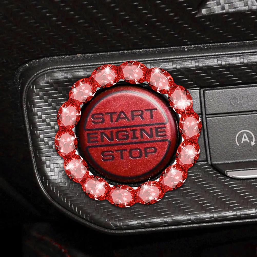 Inel cu Diamante Buton Pornire Motor cu Aprindere Auto cu Strasuri Design Inel Aprindere Decor Aprindere