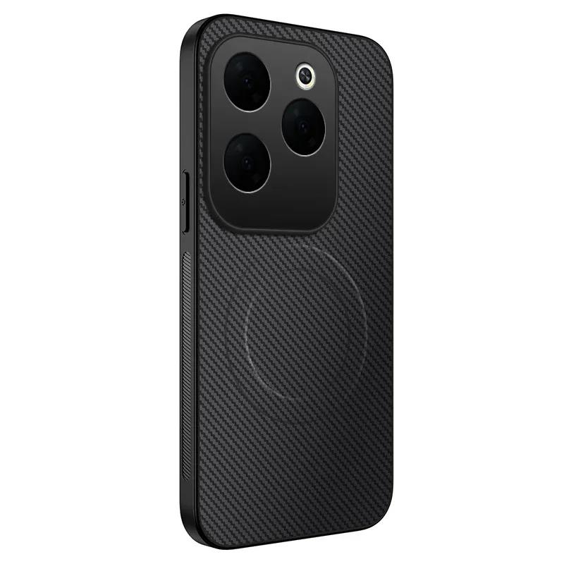 Magnetic Wireless Charging Phone Case For Infinix HOT 40i 40 Pro Hot 50 50I 50 Pro Plus Carbon Fiber Pattern Silicone Cover Case