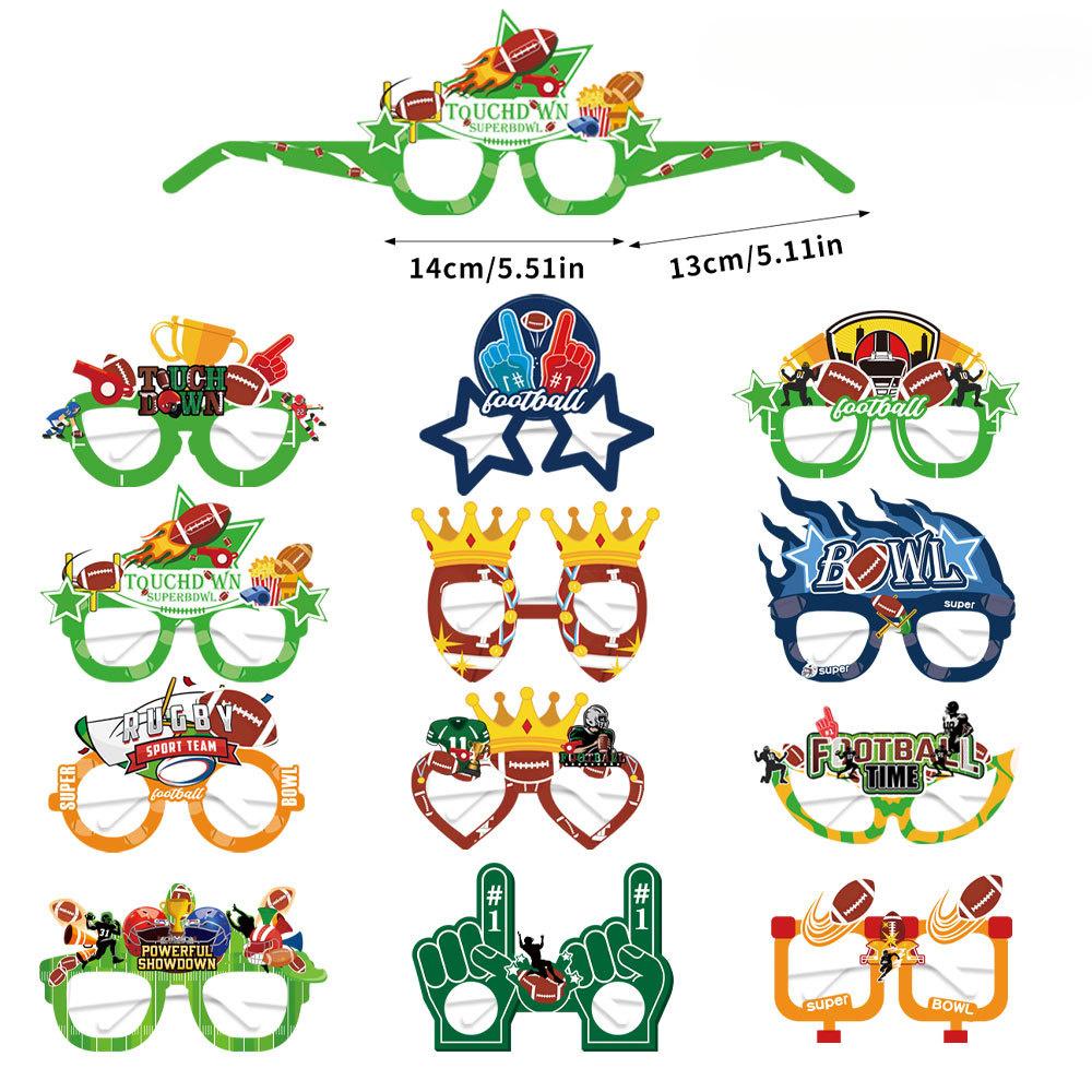 12pcs Super Bowl Paper Glasses, Rugby Decoration Photography Props, Party Supplies, Party Photography Props