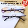 2-piece Frameless Bifocal Reading Glasses PC Lens and Frame Bifocal+1.0 To+4.0- Stylish and Comfortable Rectangular