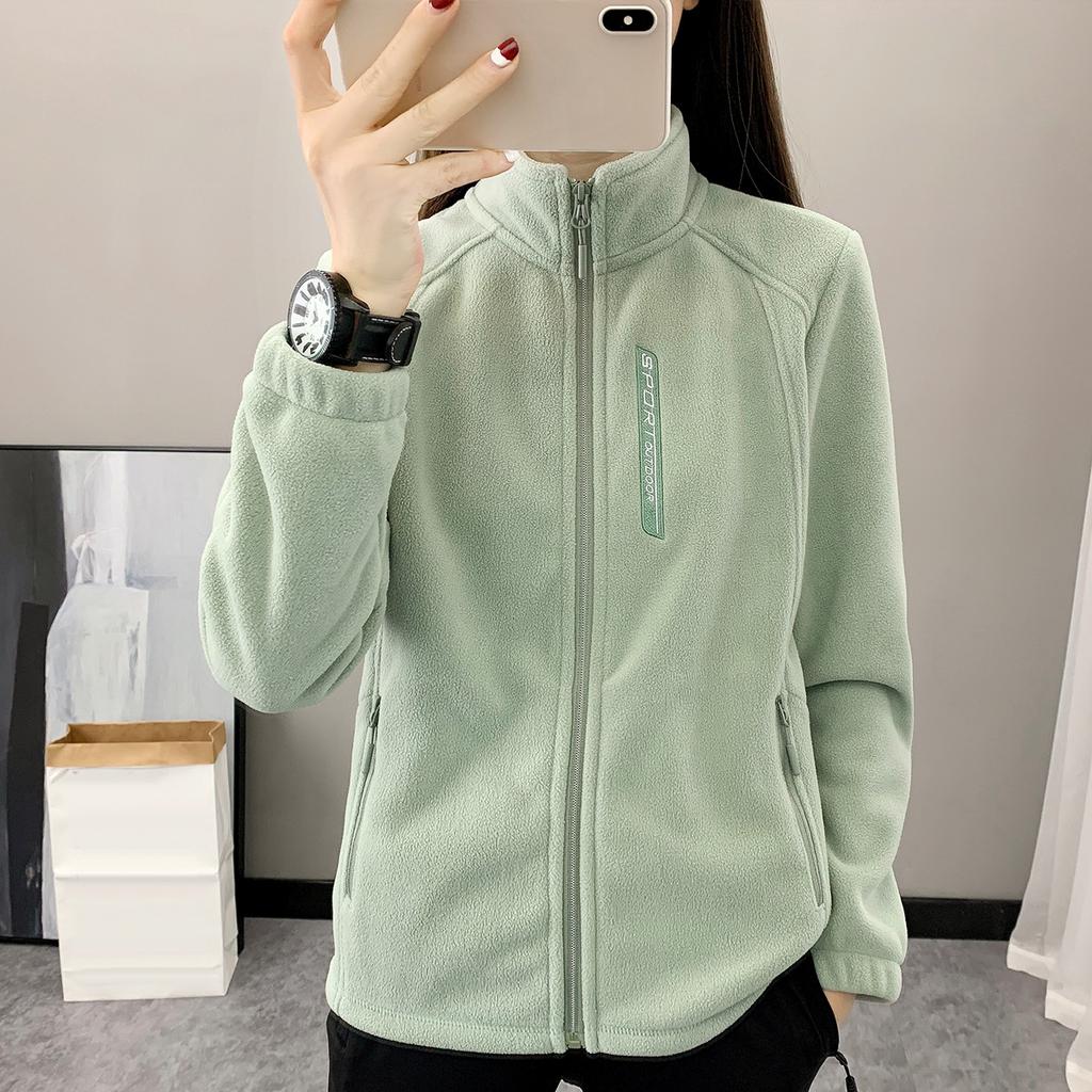 Spring Autumn and Winter Polar Women's Fleece Jacket Female Outdoor Sports Warm Sweater Top Thickened Stand-up Collar Cardigan Clothing