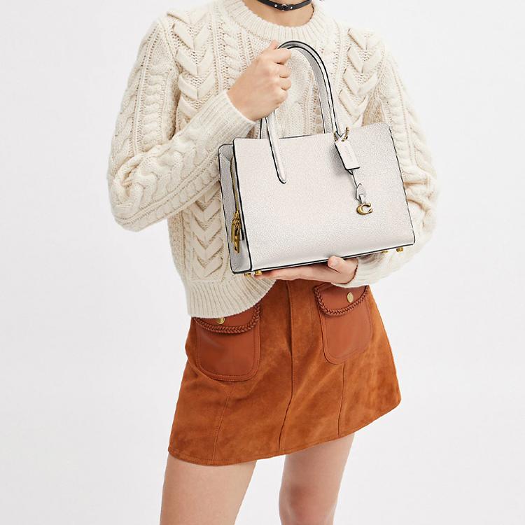 New COACH Carter Pebbled Leather Tote Bag, Shopping Bag, Handbag Large Women's White CJ806-B4HA