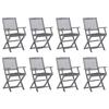 VidaXL Set of 8 Outdoor Folding Chairs with Cushions, Patio Seats, Dining Chairs, Patio Furniture 3078278