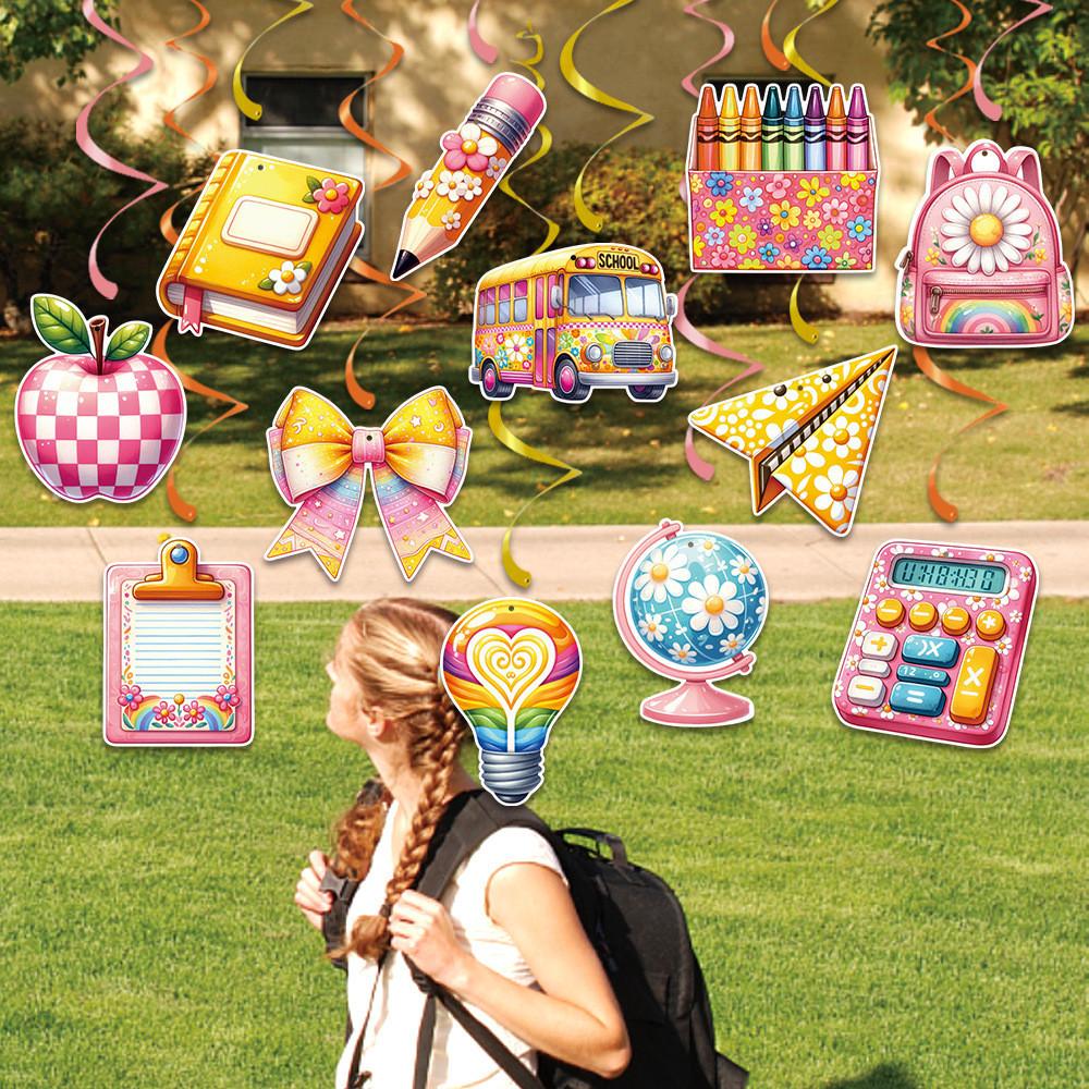 Back Backpack Book To School Theme Spiral Hanging Pendant Classroom Props Decor