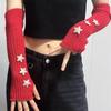 Fingerless Gloves Red Sleeves Sweet And Cute Girl Wool Knitted Christmas Star Arm Sleeves