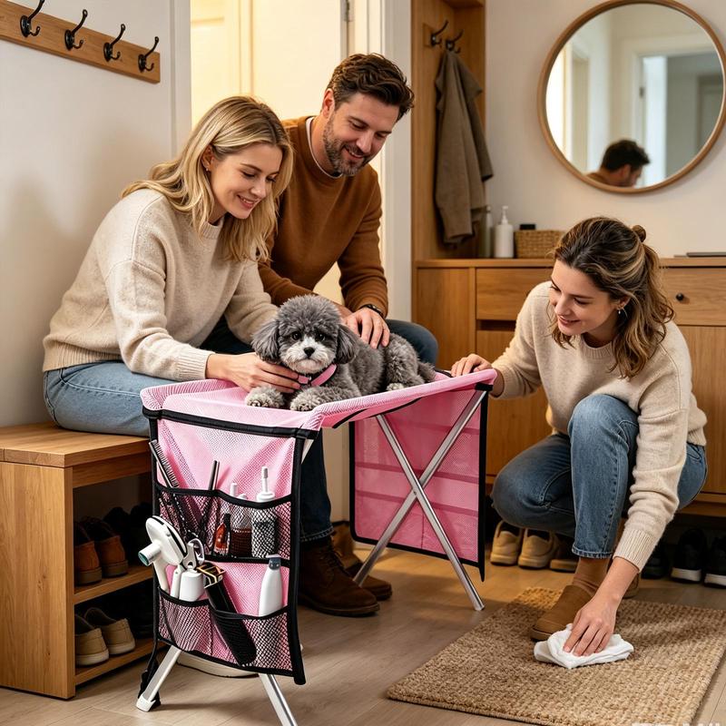 Folding Pet Grooming Hammock Quick Drying Anti-Scratch Dog Grooming Table Adjustable Detachable Cat Bathing Rack Pet Care