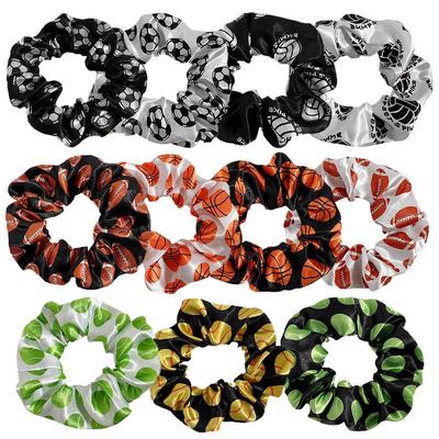 European Cross-Color Satin Sports Print Hair Tie