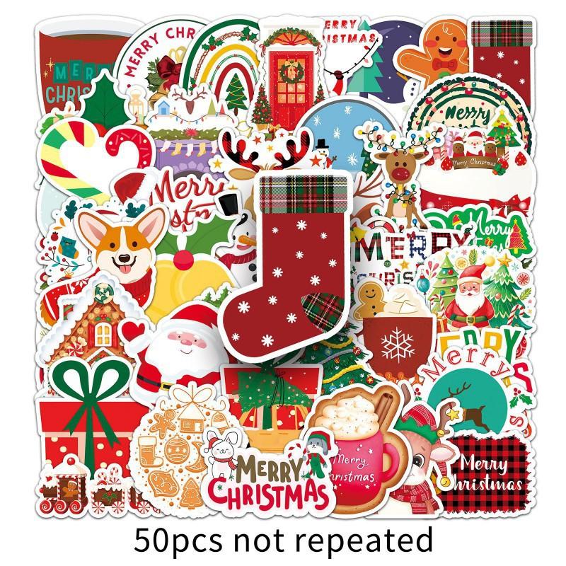 50 Christmas Graffiti Stickers Personalized Cartoon Holiday Creative Decoration Luggage Phone Case