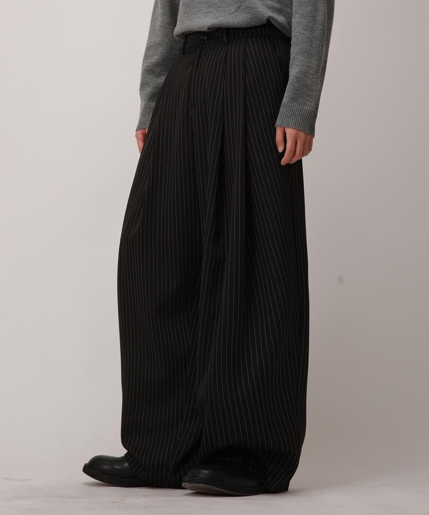 Dibellobeu Double Pintuck Wide Slacks_Black Stripe
