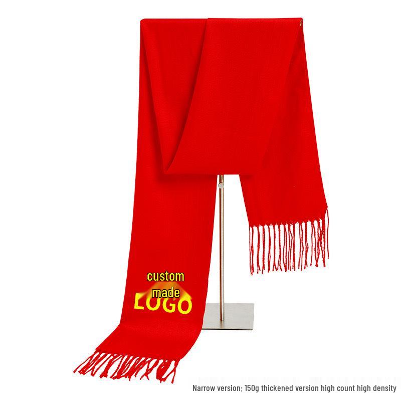 Luxuriöser Imitationskaschmir-Quasten-Schal in Uni-Rot für Damen - Koreanischer Stil, Winter-Vielseitig, Elegant