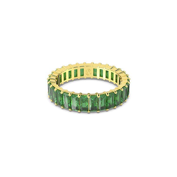 Swarovski Matrix Rectangular Cut Exquisite Gold-Plated Ring Women rings Green 5648909 Box (Random Color),50